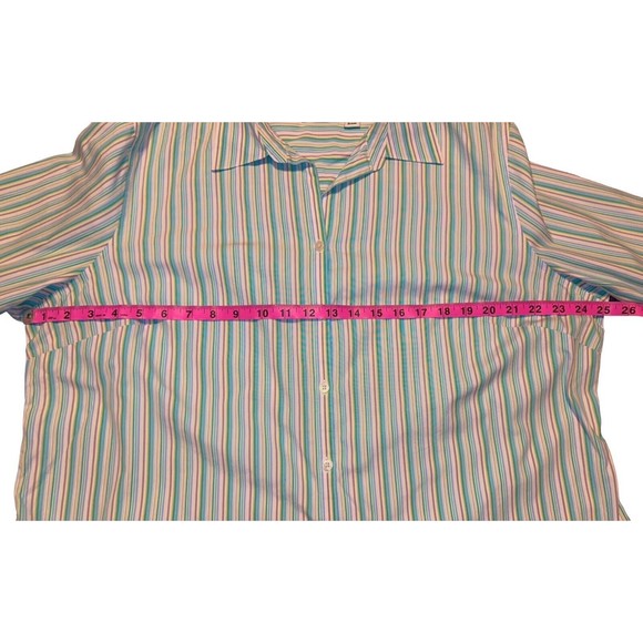 Covington Woman Sz 20W Striped Button Up 3/4 Sleeve 100% Cotton Lightweight - Picture 5 of 7